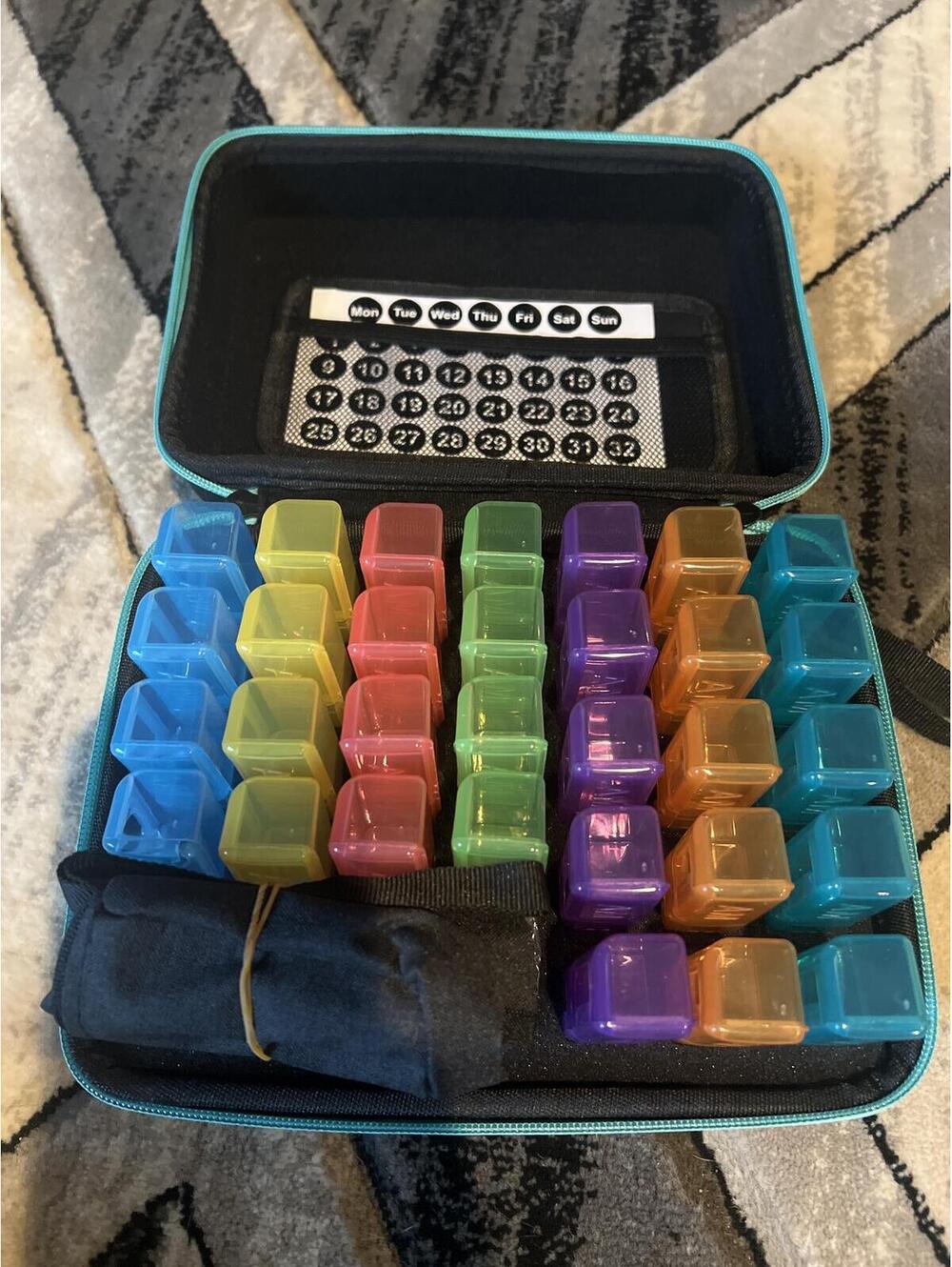 Weekly Pill Organizer with AM/PM Compartments and Day/Date Stickers